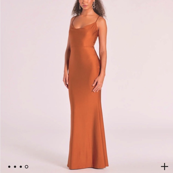 Brown Cowl Neck Cross Back Mermaid Formal Dress - Picture 1 of 4